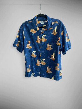 QuikSilver Edition Men's Vintage Hawaiian Tiki Print Shirt Size Small